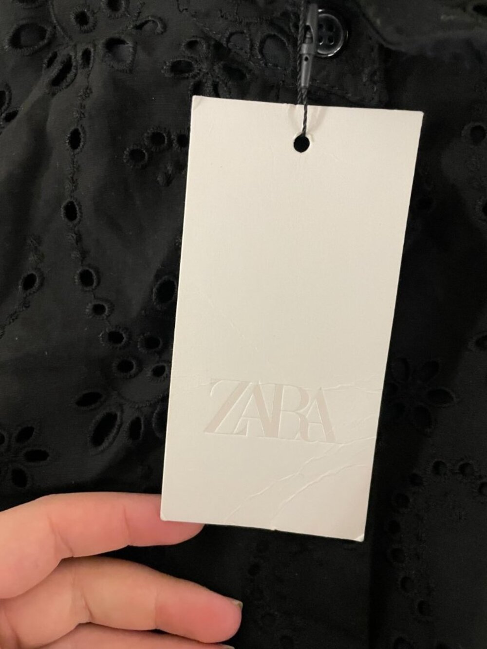 Zara ZW Womens Embroidered Shirt Dress XS Black eyelet belted 8223/087 NWT - Picture 7 of 15